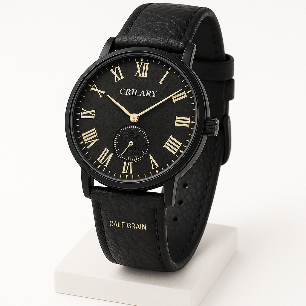 XENLEX Classic Roman Dial Wristwatch – Black