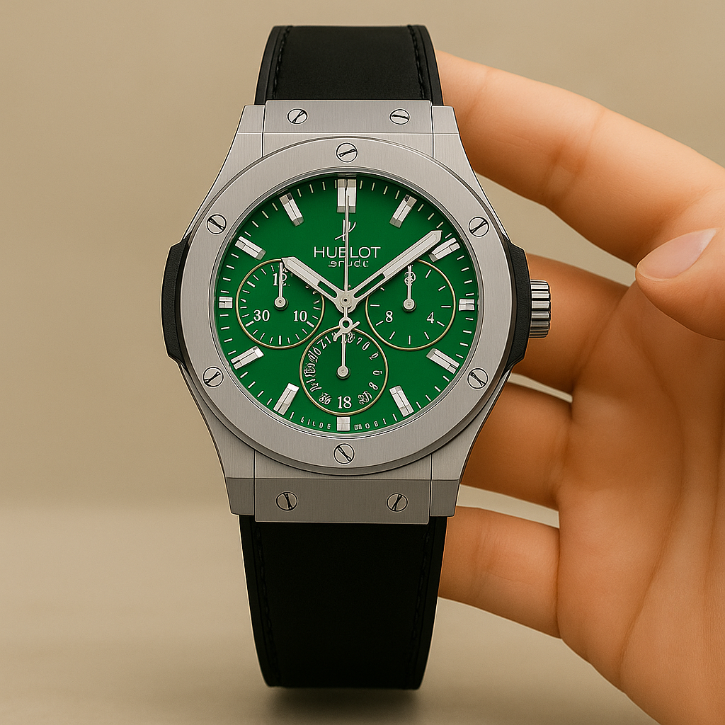 Hublot Geneve (GREEN) Classic Fusion With Master lock and Leather Straps