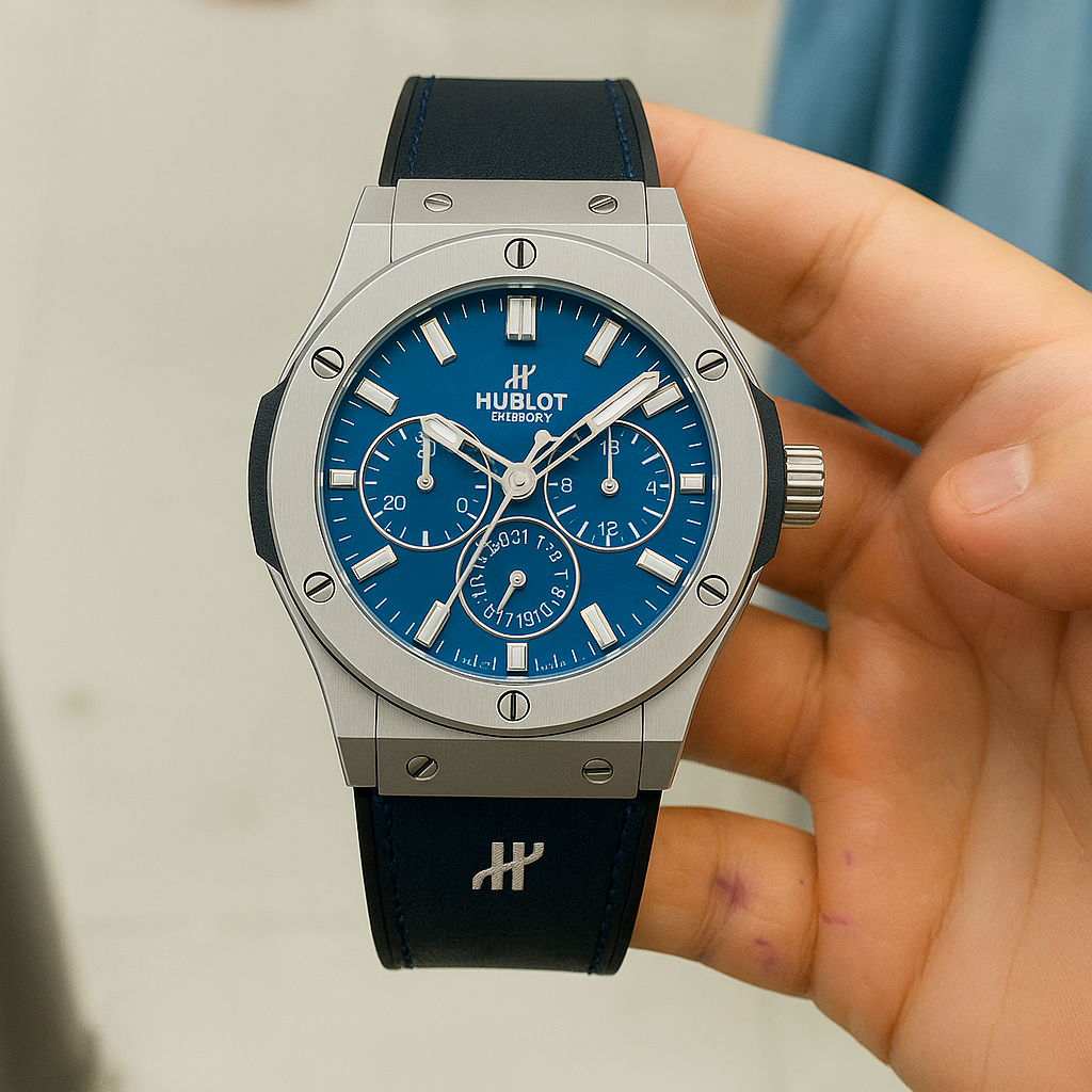 Hublot Geneve (BLUE) Classic Fusion With Master lock and Leather Straps