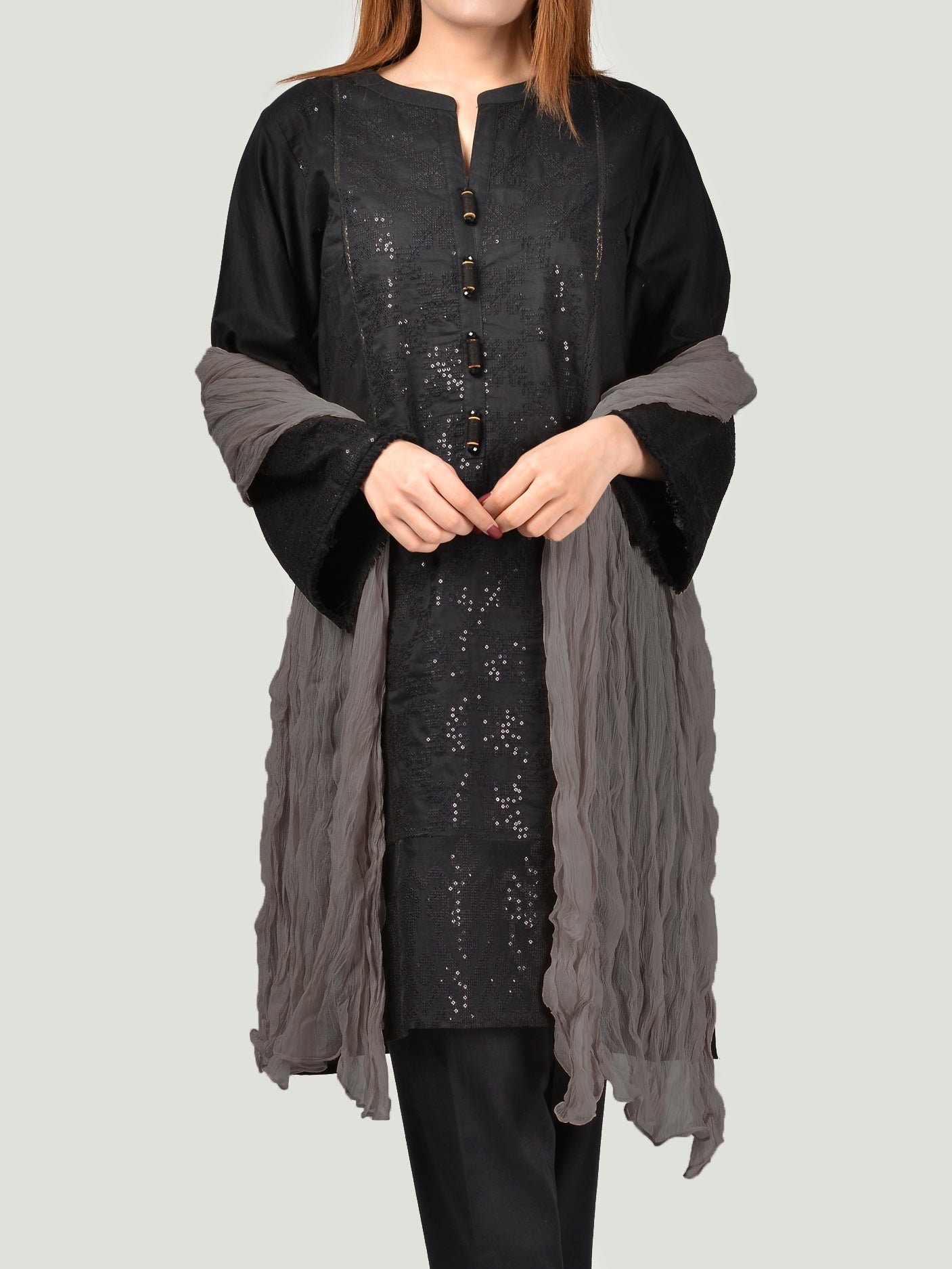 Chiffon Dupatta - Dark Grey