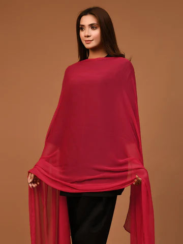 Dyed Chiffon Dupatta - Fuchsia Pink