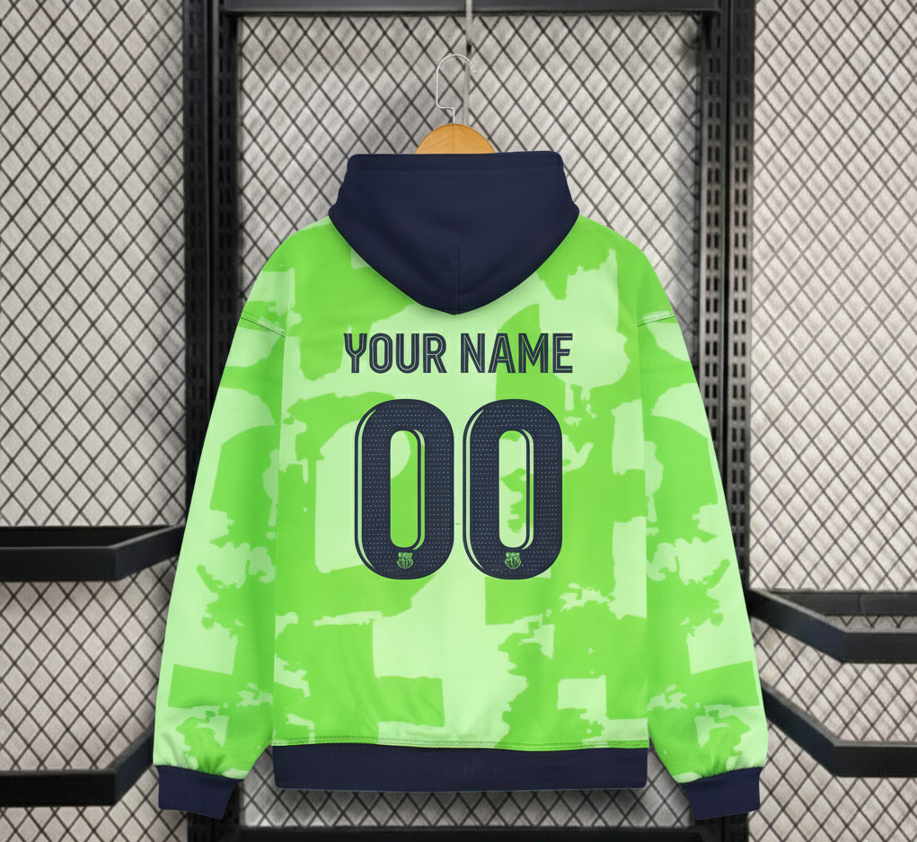 FC Barcelona-inspired fleece hoodie (your name your logo)