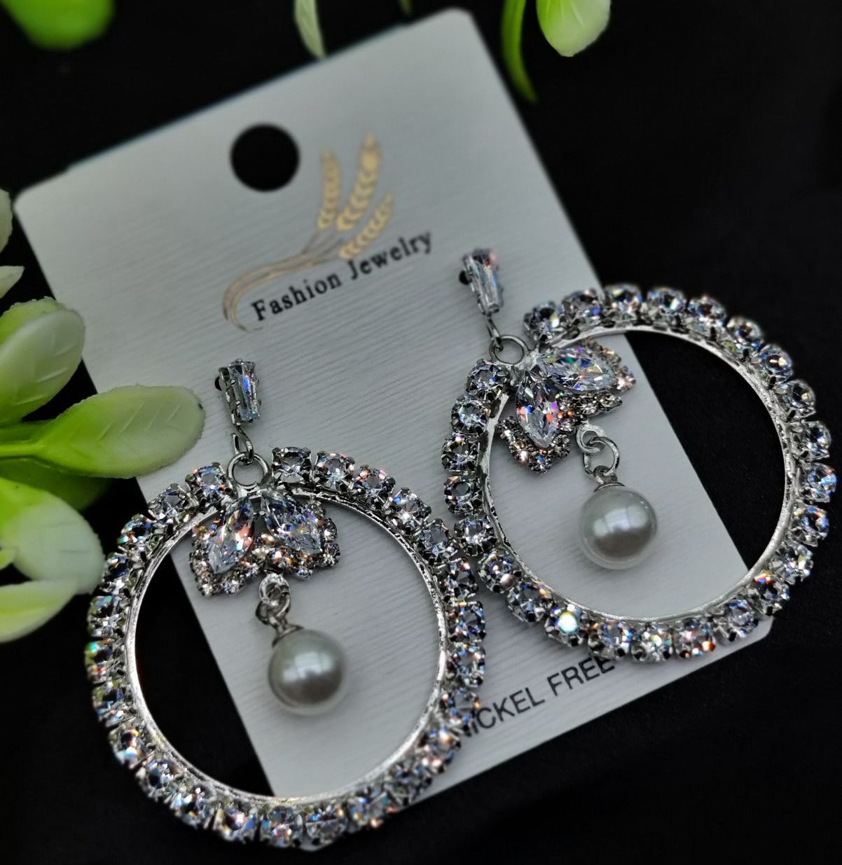 Imported Elegant Earrings  In Multiple Design | Floral Hoop, Floral Crystal