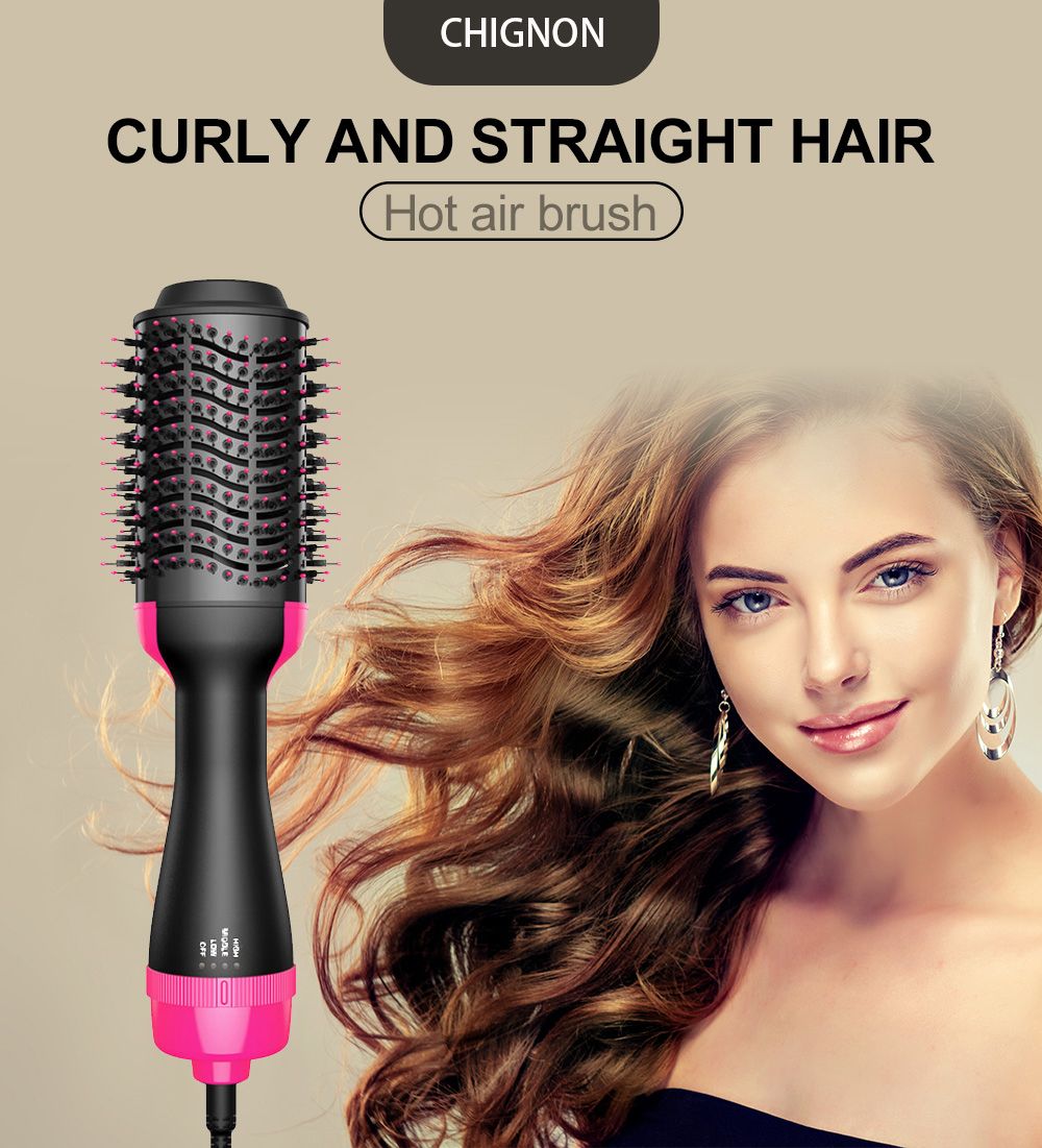 Hot Air Brush Multi-Function Hair Dryer Straightener Curler Comb One Step Professional Salon Hair Styler