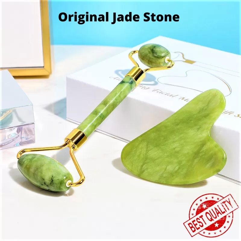 Jade roller and Gua Sha Stone Anti Aging Natural Stone Jade Roller for Face Facial Beauty Massager Skin Face Roller Beauty Tools for Skin Care