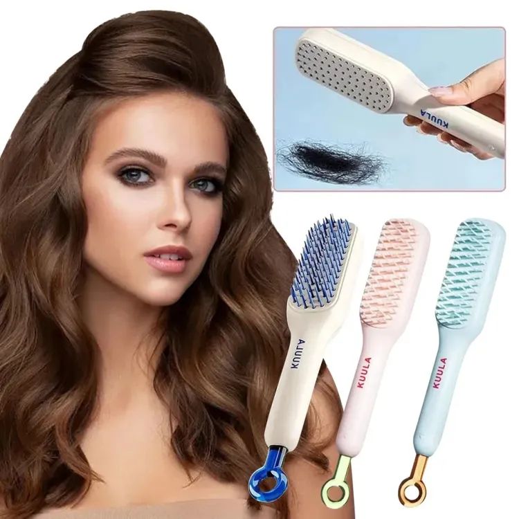 Self Cleaning Anti Static Massage Comb Retractable Cleaning Hair Comb Massage Hairbrush for Women Cleaning Hair Brush for Effortless Hair Removal and Cleaning